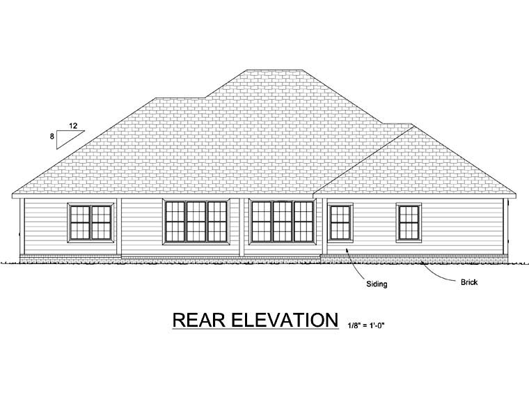 European Rear Elevation of Plan 68481