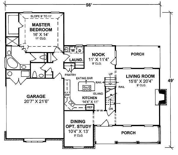 Country Farmhouse Level One of Plan 68486