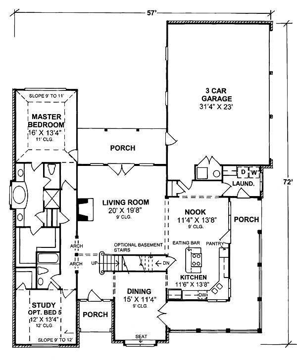 Country Farmhouse Level One of Plan 68492