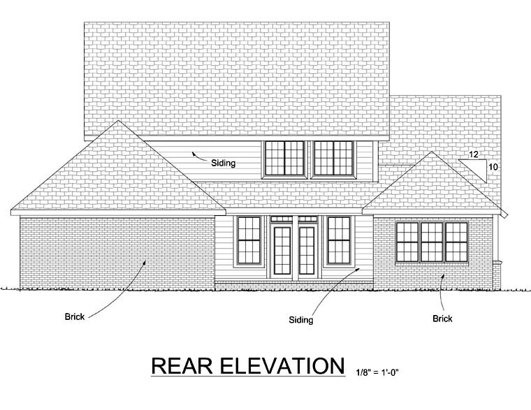 Country Farmhouse Rear Elevation of Plan 68492