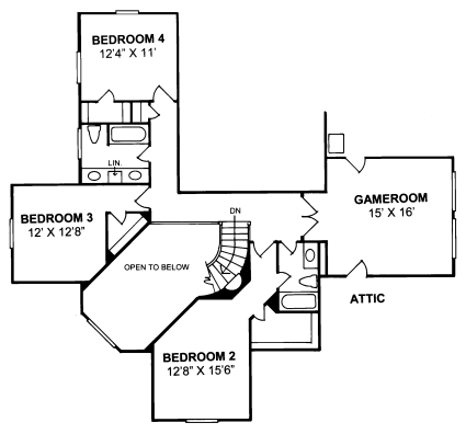 House Plan 68495 Second Level Plan