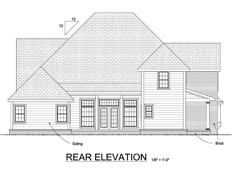 Country Farmhouse Rear Elevation of Plan 68495