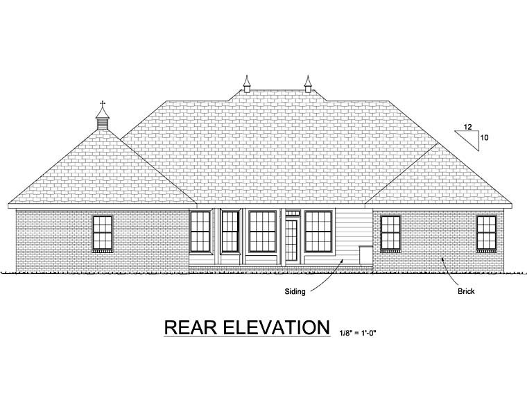 European Rear Elevation of Plan 68502