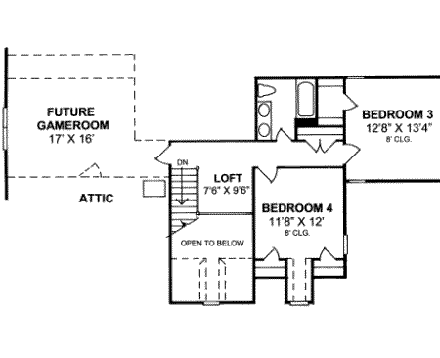 House Plan 68504 Second Level Plan