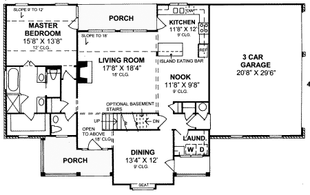 Craftsman Farmhouse Level One of Plan 68505