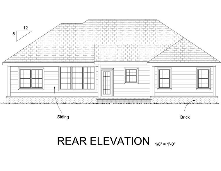 Traditional Rear Elevation of Plan 68510