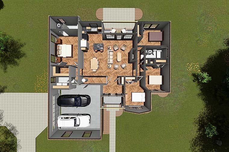 Traditional Plan with 1496 Sq. Ft., 4 Bedrooms, 2 Bathrooms, 2 Car Garage Picture 6