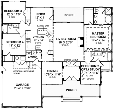 House Plan 68513 First Level Plan