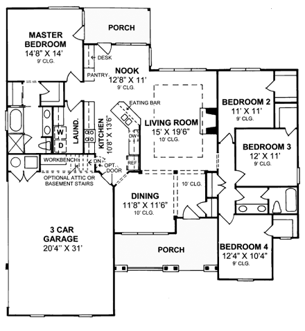 House Plan 68514 First Level Plan