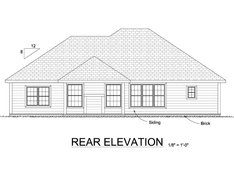 Traditional Rear Elevation of Plan 68515