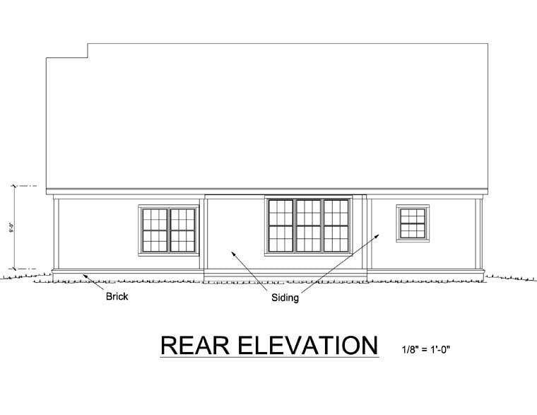 Traditional Rear Elevation of Plan 68519