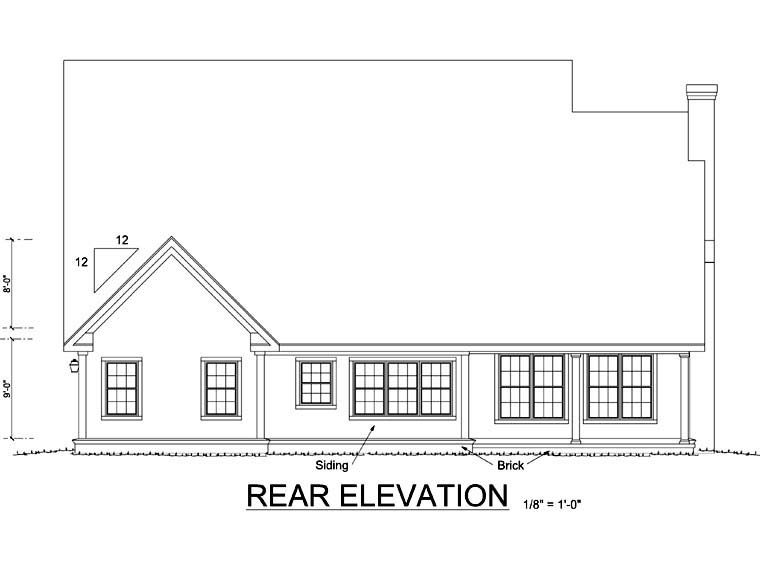 Country Traditional Rear Elevation of Plan 68520