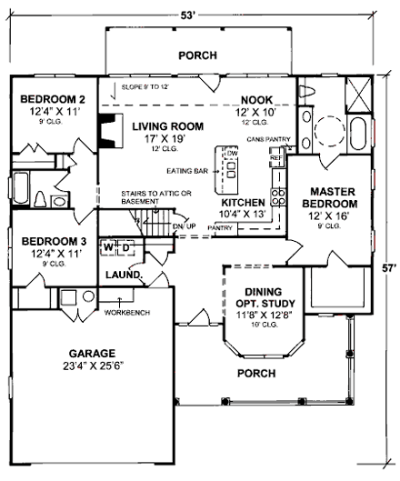 House Plan 68521 First Level Plan