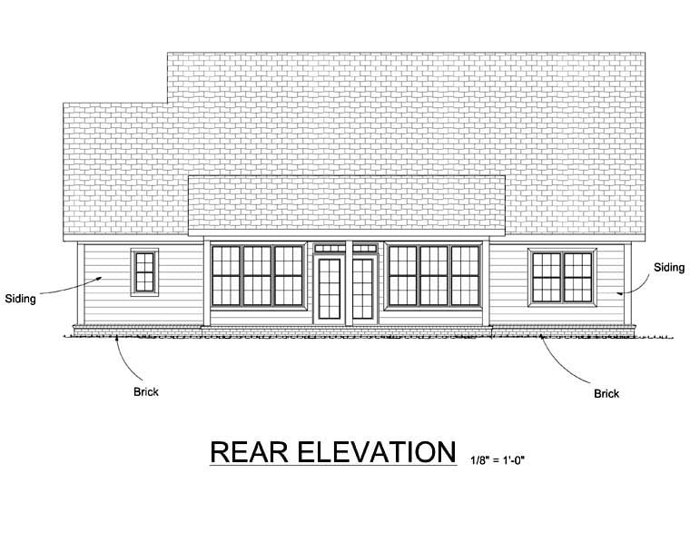 Country Rear Elevation of Plan 68521
