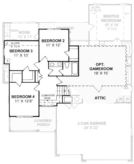 House Plan 68523 Second Level Plan