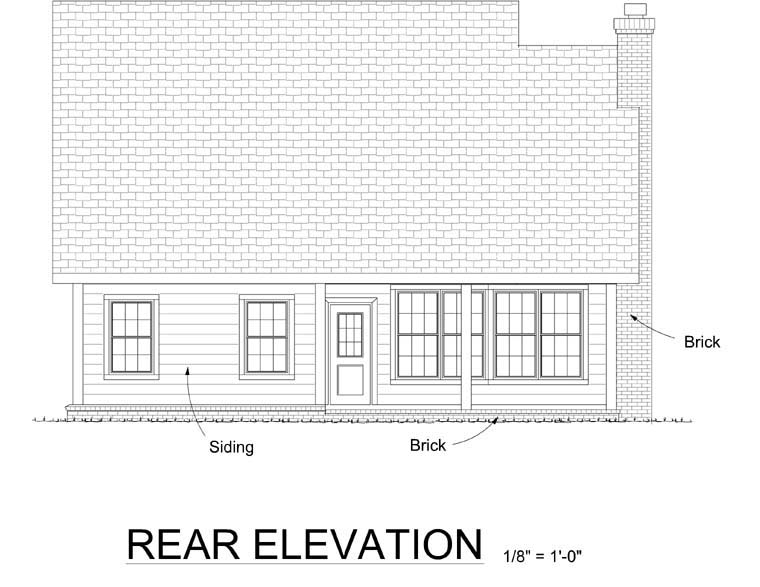 Traditional Rear Elevation of Plan 68525