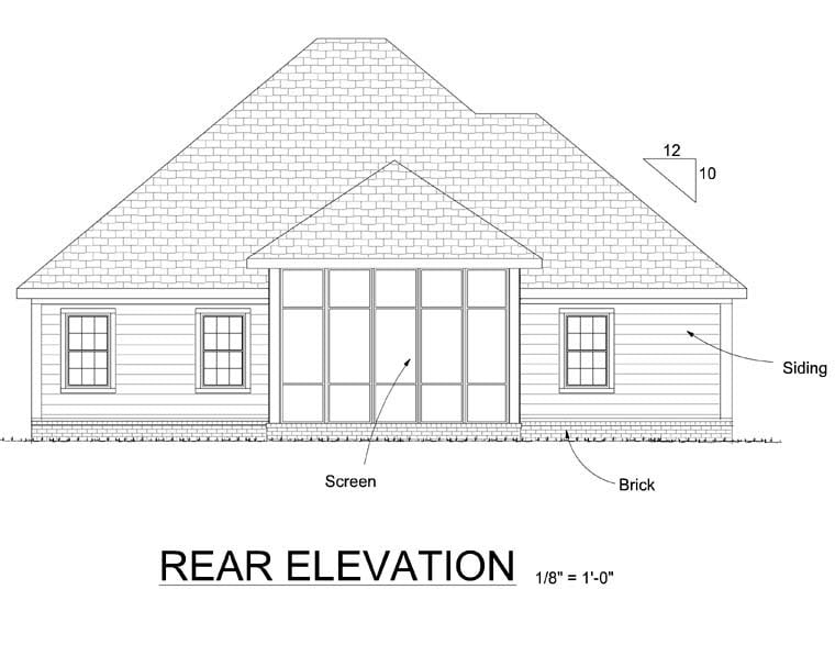 European Rear Elevation of Plan 68529