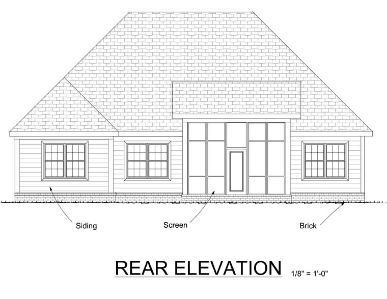French Country Traditional Rear Elevation of Plan 68533
