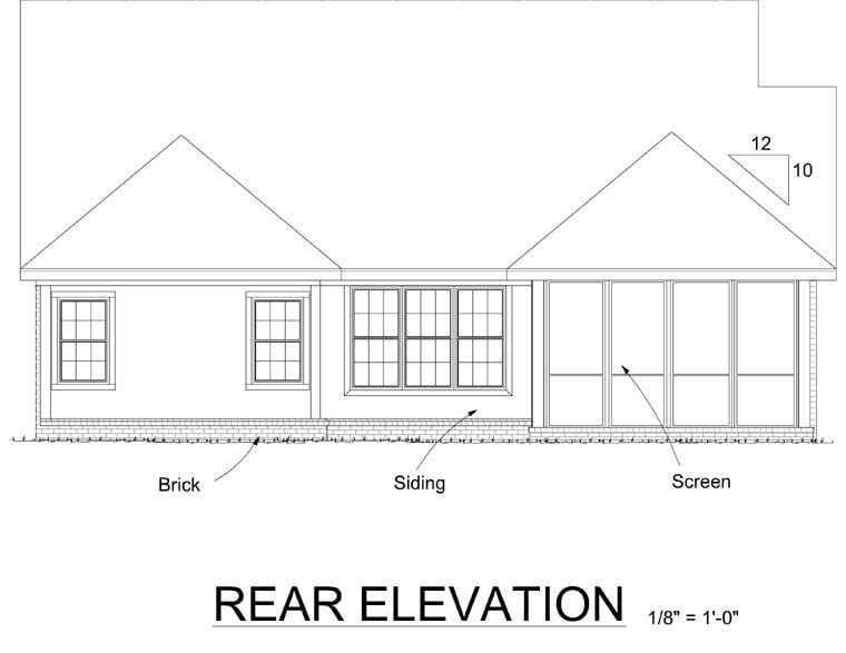 Cottage Country Traditional Rear Elevation of Plan 68539