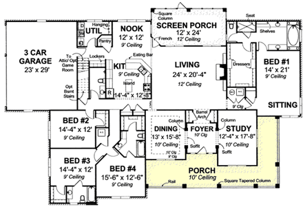 House Plan 68553 First Level Plan