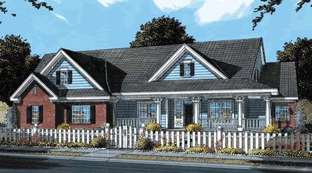 Country Farmhouse Southern Traditional Elevation of Plan 68553