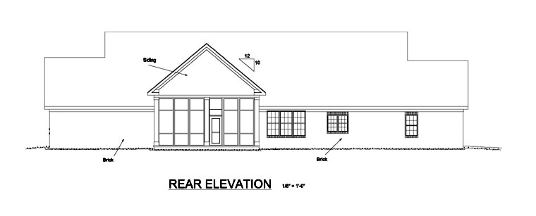 Country Farmhouse Southern Traditional Rear Elevation of Plan 68553