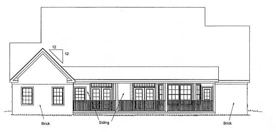 Country Farmhouse Rear Elevation of Plan 68560