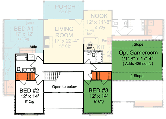 Colonial Southern Traditional Level Two of Plan 68563