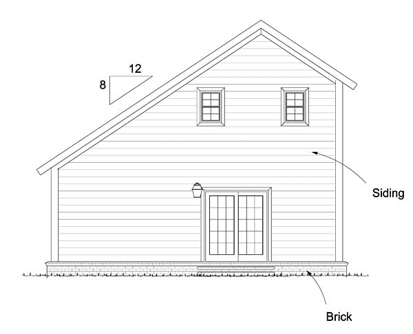 Contemporary Traditional Rear Elevation of Plan 68570