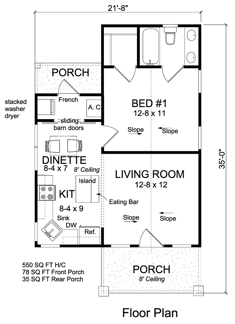 Cottage Country Southern Traditional Level One of Plan 68571