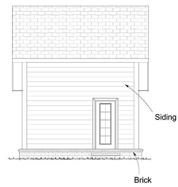 Contemporary Cottage Rear Elevation of Plan 68573