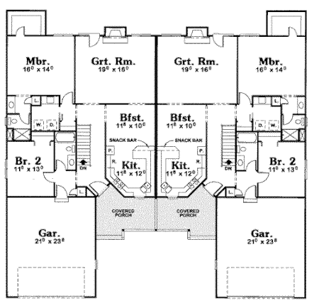 Ranch Traditional Level One of Plan 68725