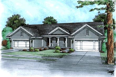 Ranch Traditional Elevation of Plan 68725