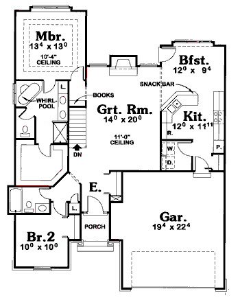 One-Story Traditional Level One of Plan 68760