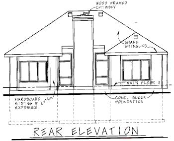 One-Story Traditional Rear Elevation of Plan 68760