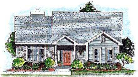 Country One-Story Elevation of Plan 68914