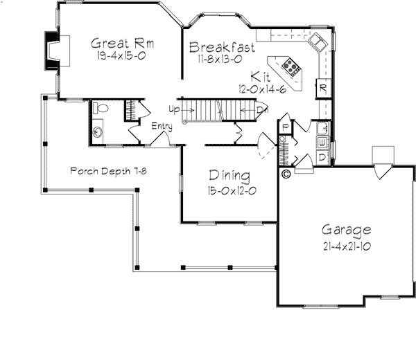 Country Farmhouse Southern Level One of Plan 69006