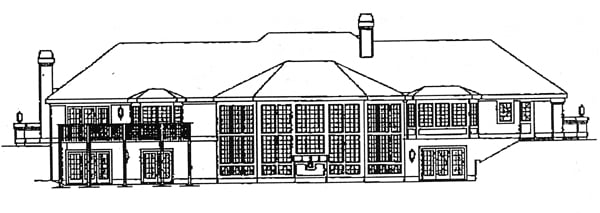 Traditional Rear Elevation of Plan 69012