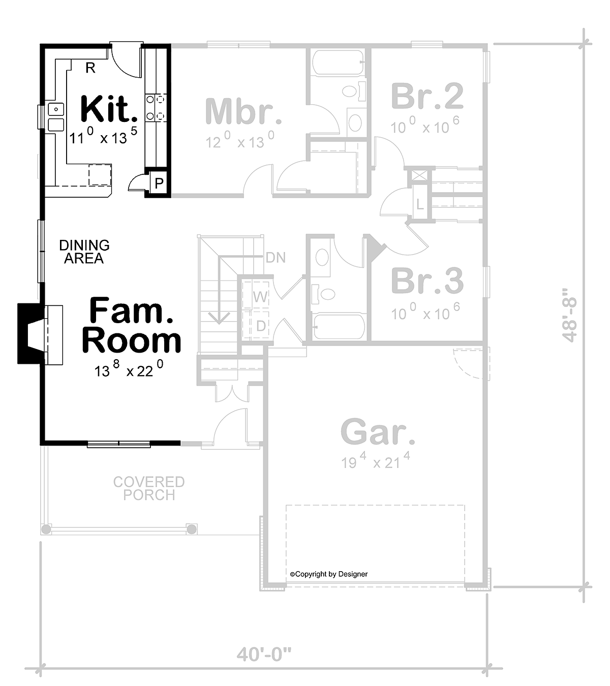 Country Craftsman Alternate Level One of Plan 69073