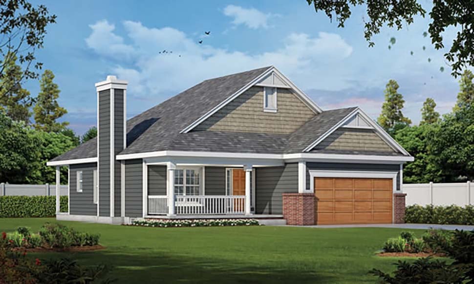Country, Craftsman Plan with 1195 Sq. Ft., 3 Bedrooms, 2 Bathrooms, 2 Car Garage Picture 4