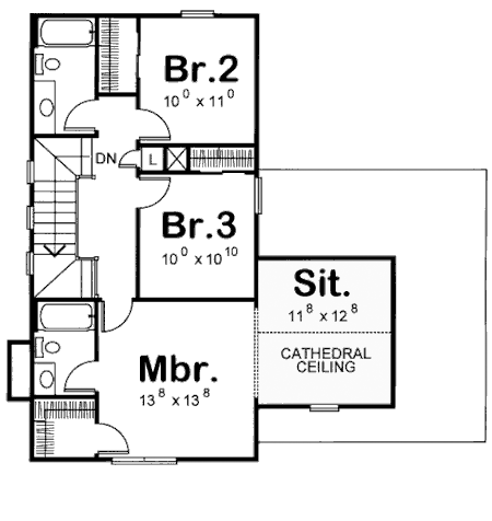 Country Craftsman Narrow Lot Level Two of Plan 69077