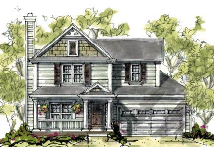 Country Craftsman Narrow Lot Elevation of Plan 69077