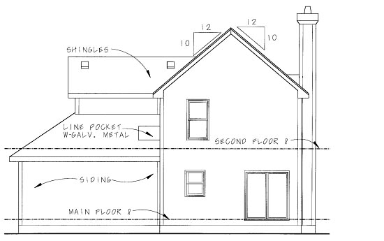 Country Craftsman Narrow Lot Rear Elevation of Plan 69077