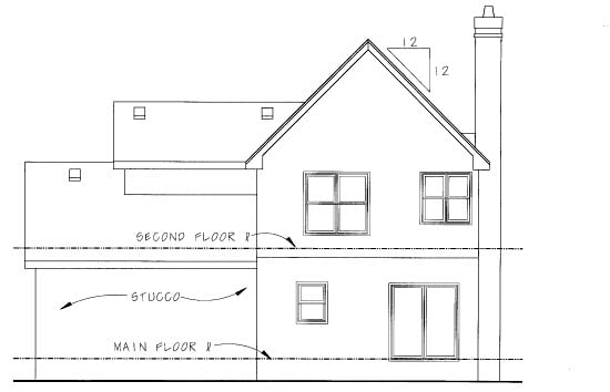 Cottage Craftsman Narrow Lot Rear Elevation of Plan 69078