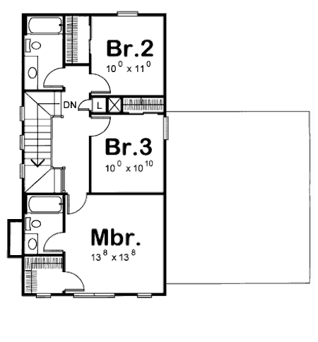 Craftsman Narrow Lot Level Two of Plan 69079