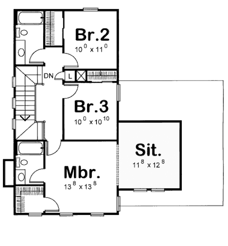 Craftsman Narrow Lot Level Two of Plan 69080