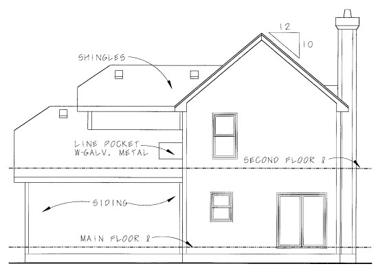 Craftsman Narrow Lot Rear Elevation of Plan 69080