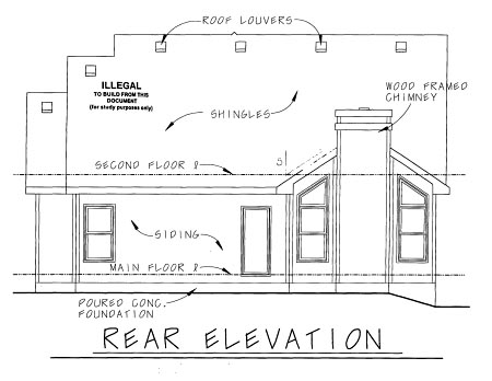 Craftsman Rear Elevation of Plan 69091