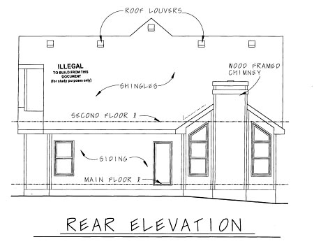 Country Craftsman Rear Elevation of Plan 69092