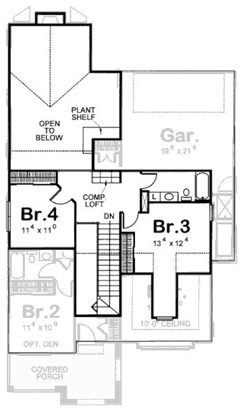 House Plan 69093 Second Level Plan